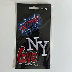 Colorful NY, Love, Wow Red, Black & Blue Iron/ Sew on Embroidered Patches